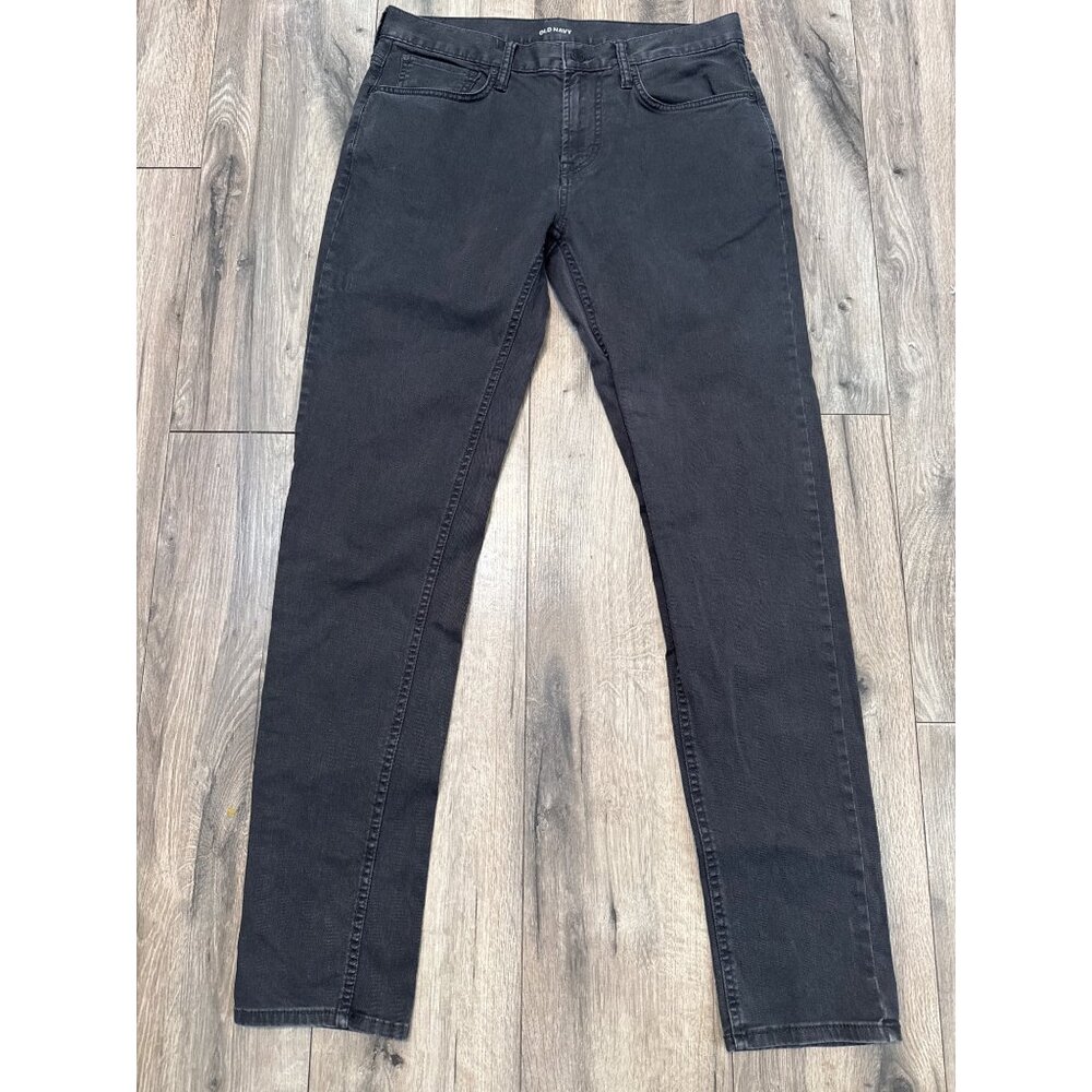 Old Navy Mens Slim Taper Gray Pants Size 32x34 Cotton Blend Comfortable Everyday
